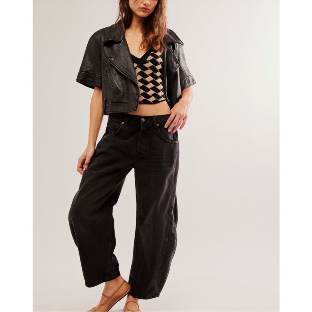 NWT Free People Lola Top / Black + Tan Combo - Picture 4 of 8